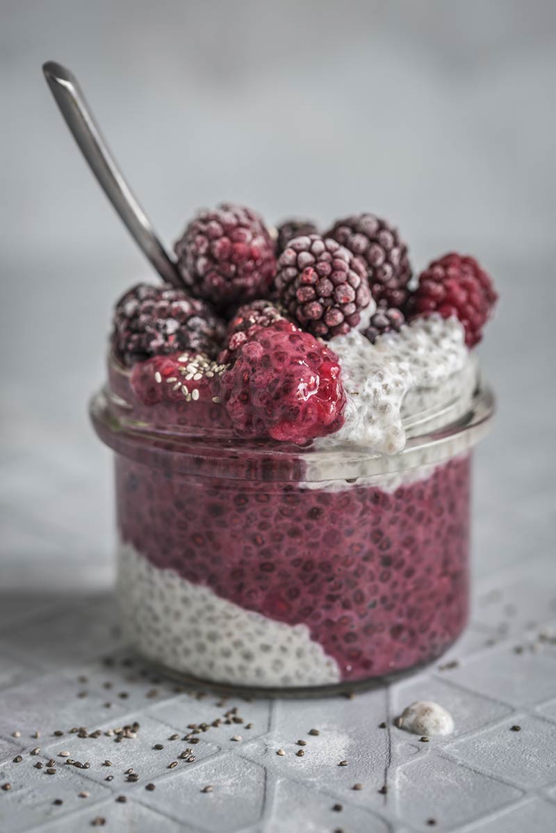 Layered Lime and Berry Chia Pudding